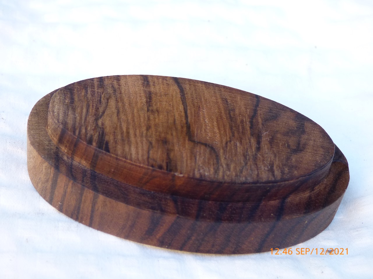 English walnut carved oval box