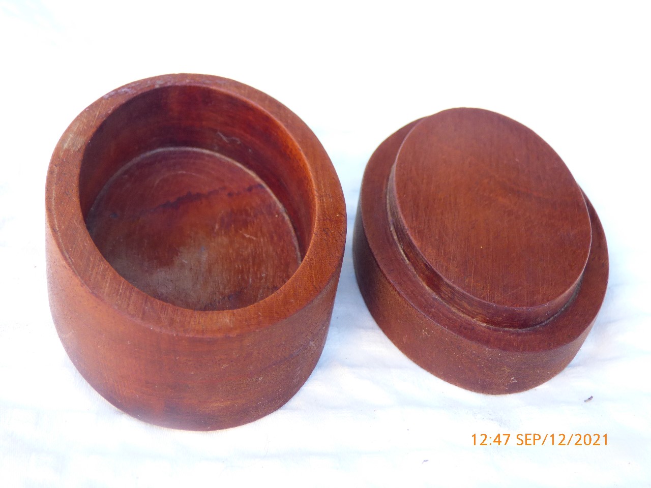 Mahogany oval box carved